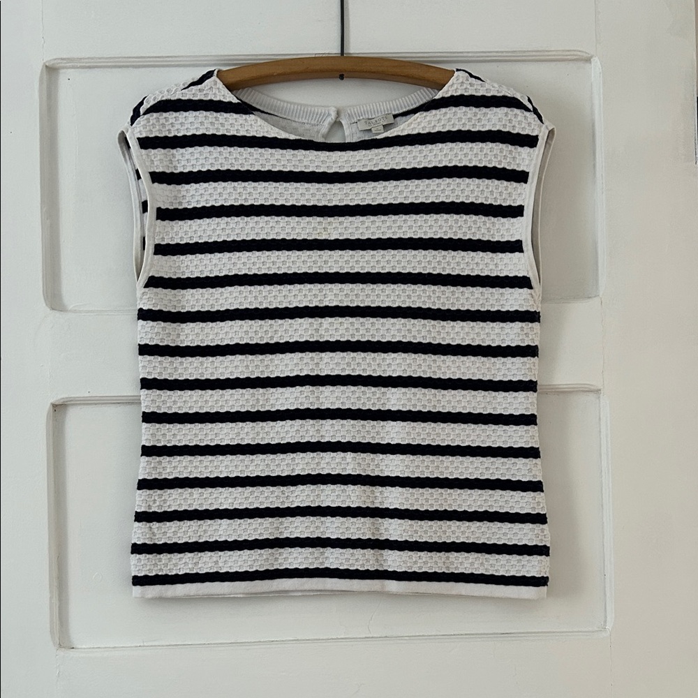 Talbots Black and White Textured Tank Top